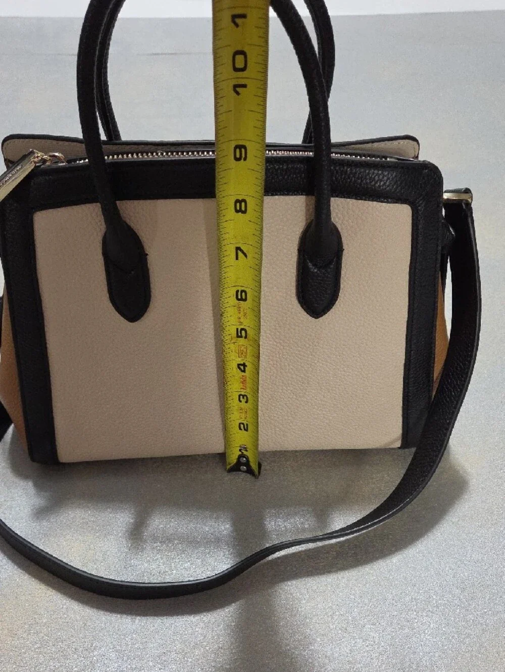 kate spade Cream, Black & Tan Leather Satchel NWOTS.